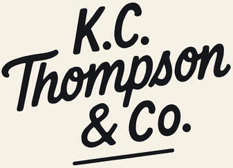 Off-white background with black script lettering "K.C. Thompson & Co."